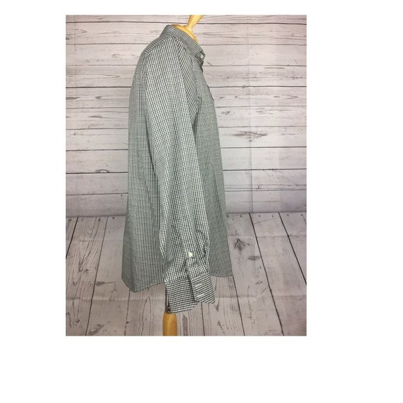 Men's Shirt Thomas Dean Green Heather Plaid Long Sleeve Size: M - Picture 3 of 7